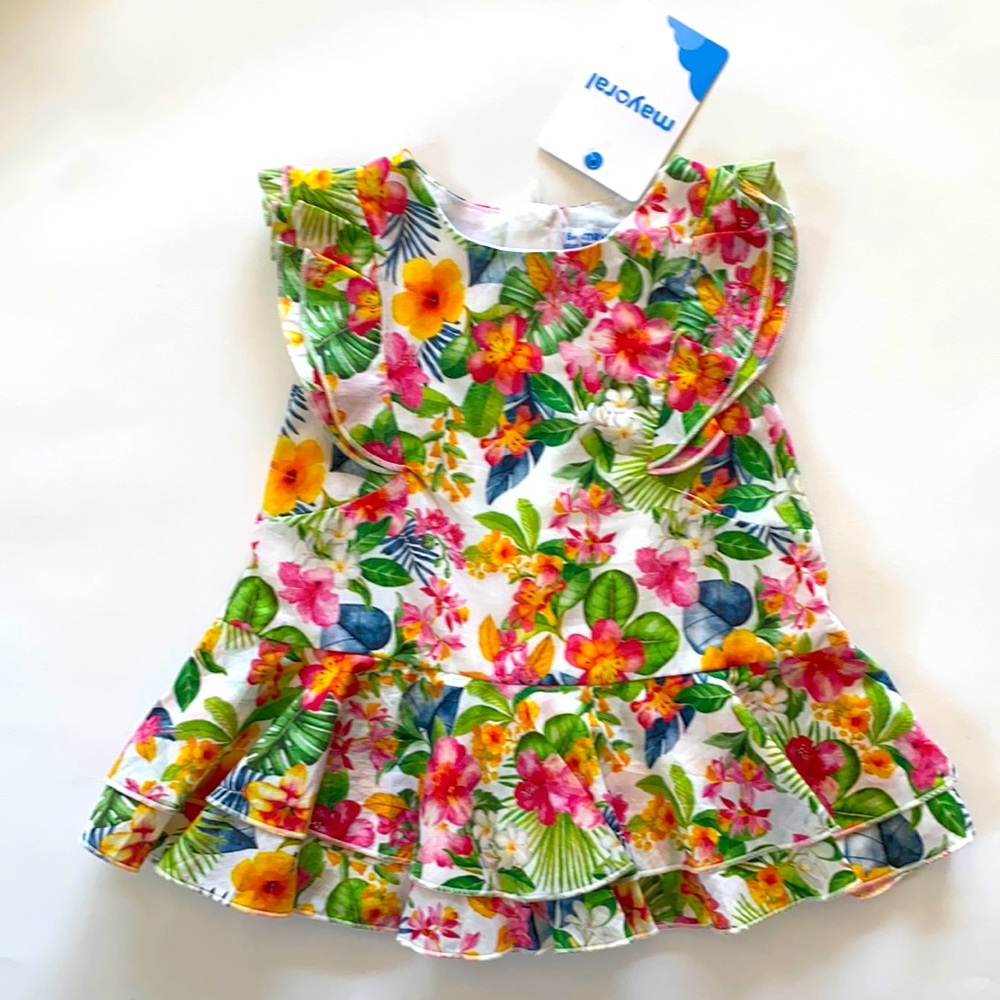 *NEW* with tags Mayoral Baby Dress Floral Jungle Print